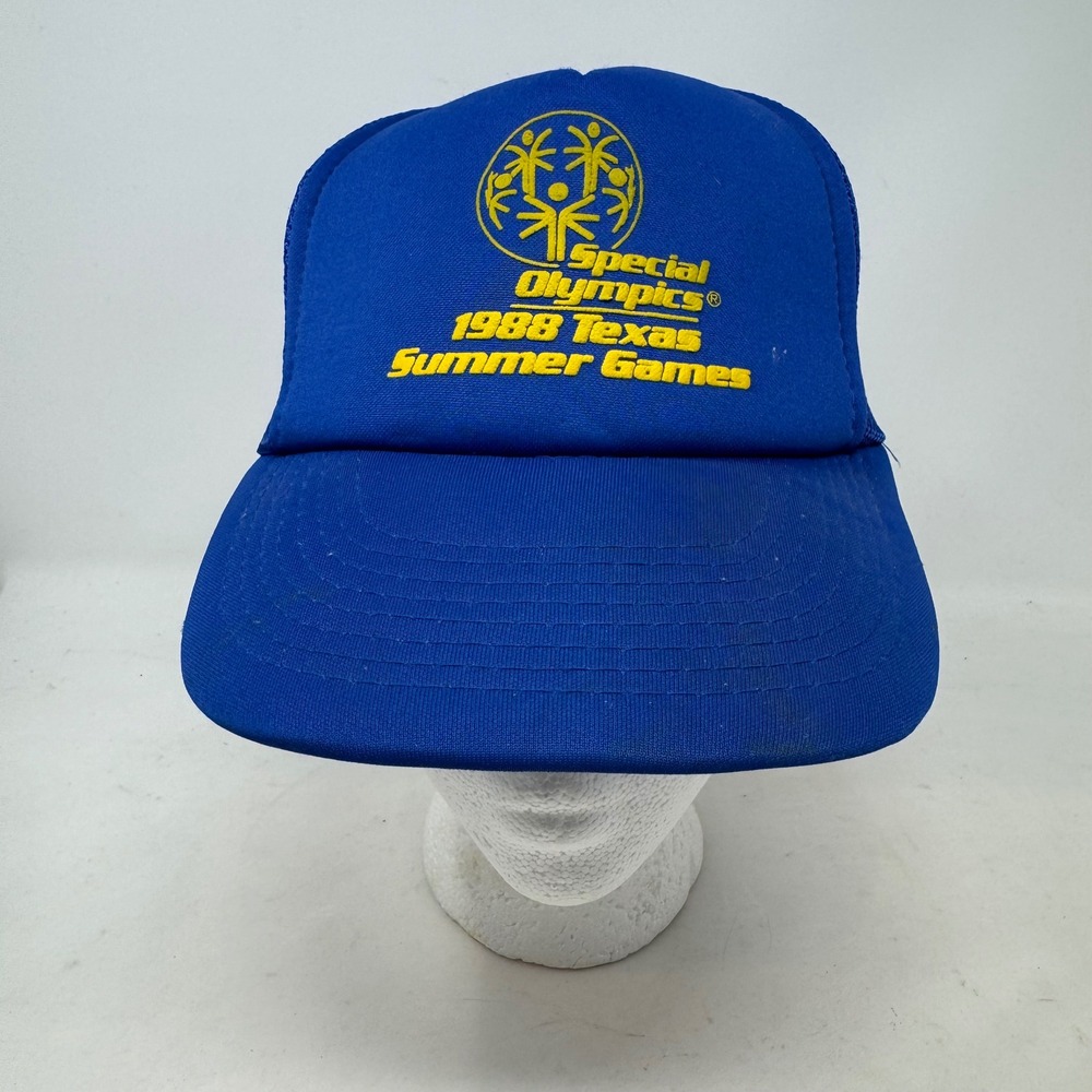 Vintage 1988 Special Olympics Texas Summer Games Trucker Hat Blue Snapback Mesh